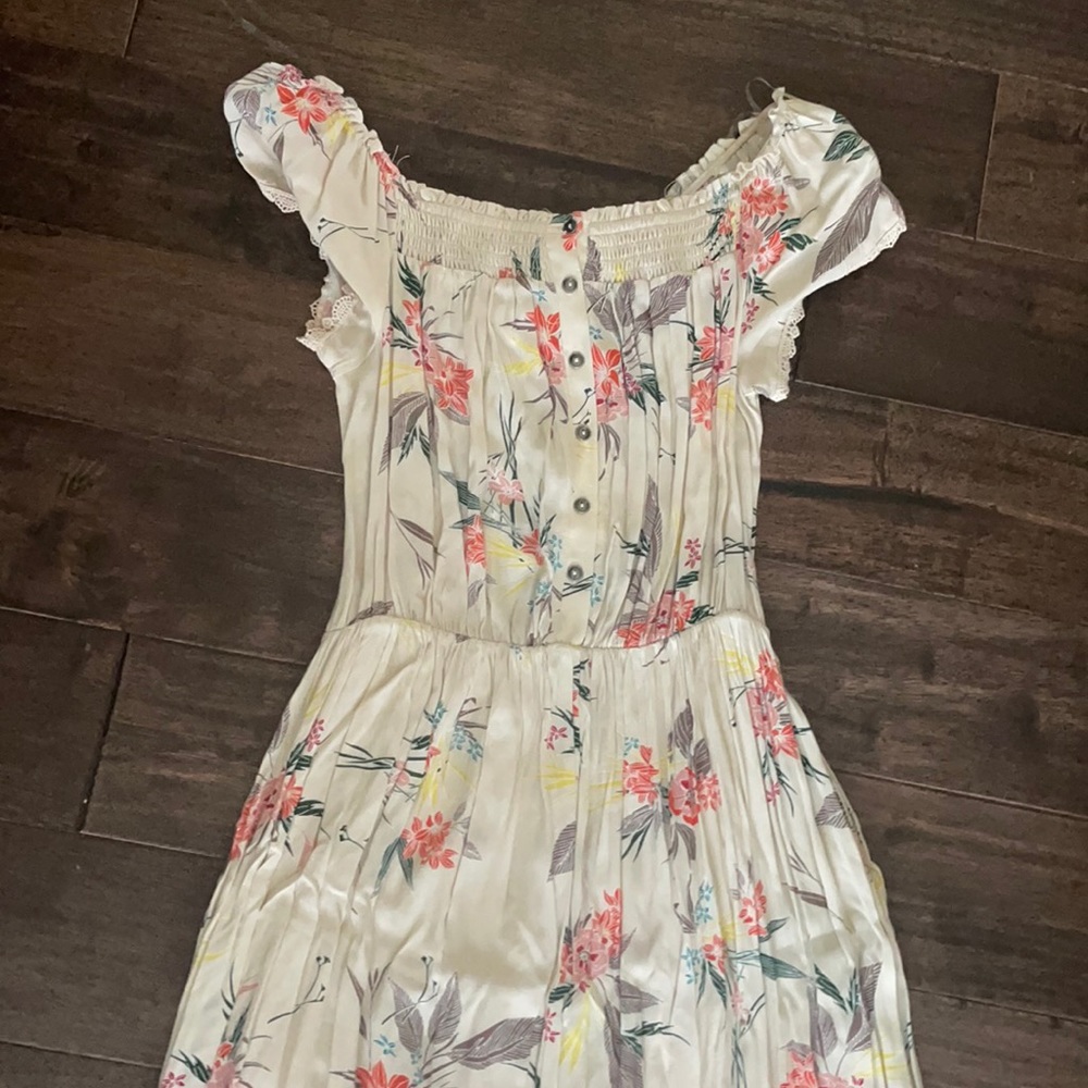 A’tard state high low dress with elastic & buttons boho  floral size small.
